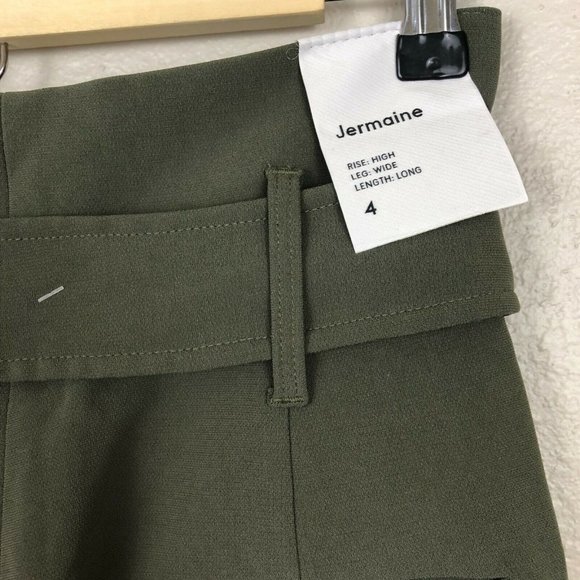 Babaton Women's Jermaine High Rise Wide Leg Pants Size 4 Belted Olive Green NWOT - Picture 7 of 12